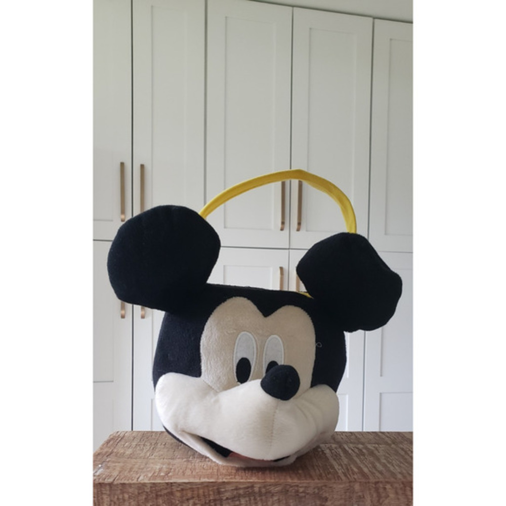 Disney Mickey Mouse Plush Trick or Treat Bucket Easter Black Halloween Candy Bag